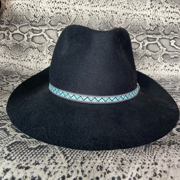 Black wide brim fedora hat, 100% wool - Picture 3 of 10